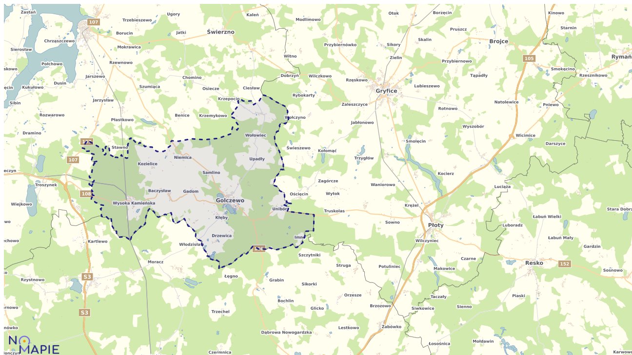 Mapa obszarów ochrony przyrody Golczewa