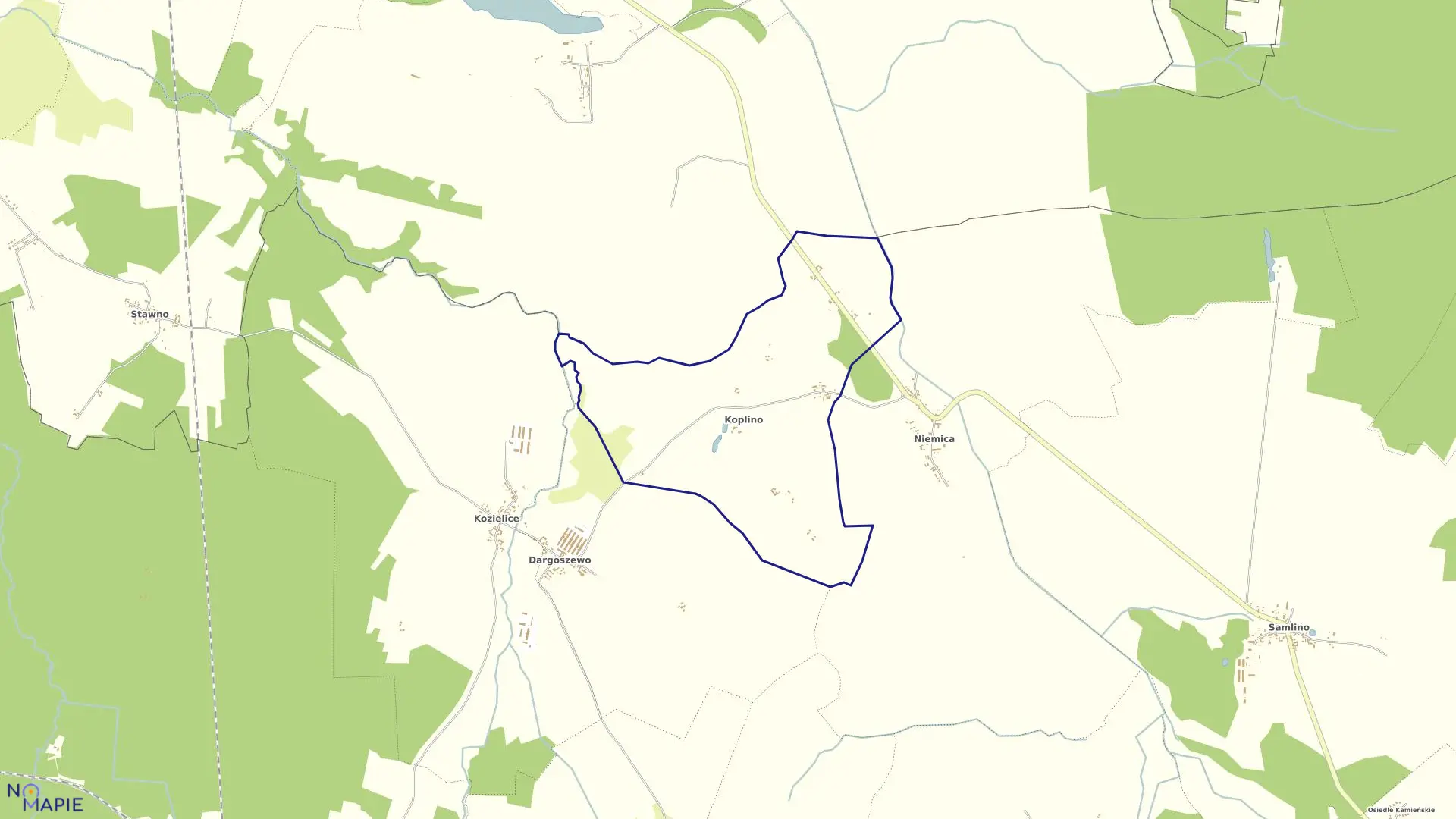 Mapa obrębu Koplino w gminie Golczewo
